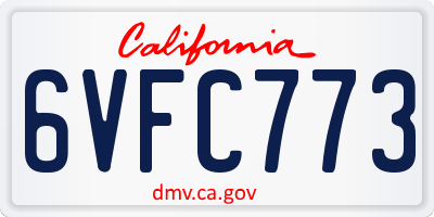 CA license plate 6VFC773