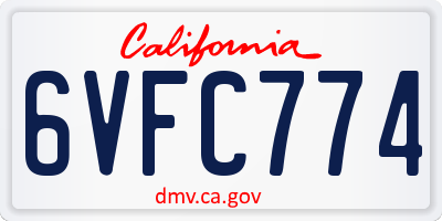CA license plate 6VFC774