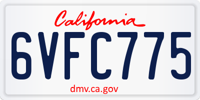 CA license plate 6VFC775