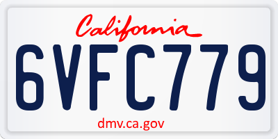 CA license plate 6VFC779