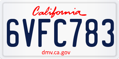 CA license plate 6VFC783