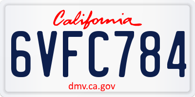 CA license plate 6VFC784