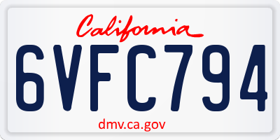 CA license plate 6VFC794
