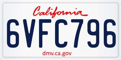 CA license plate 6VFC796