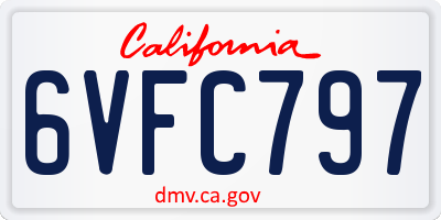CA license plate 6VFC797