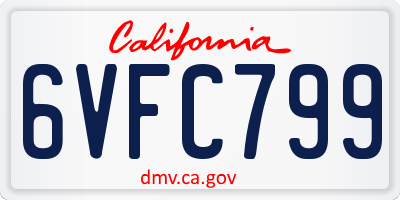 CA license plate 6VFC799