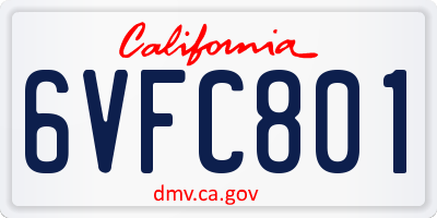 CA license plate 6VFC801