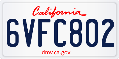 CA license plate 6VFC802