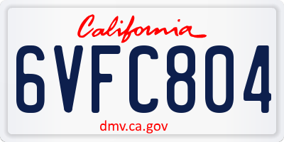 CA license plate 6VFC804