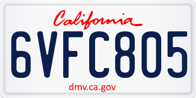 CA license plate 6VFC805