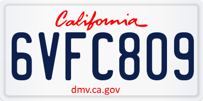 CA license plate 6VFC809