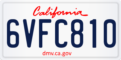 CA license plate 6VFC810