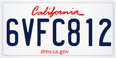 CA license plate 6VFC812