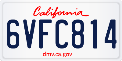 CA license plate 6VFC814