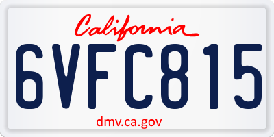 CA license plate 6VFC815