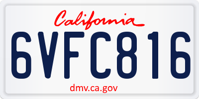 CA license plate 6VFC816