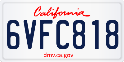 CA license plate 6VFC818