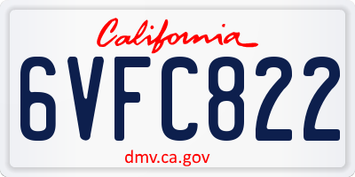 CA license plate 6VFC822