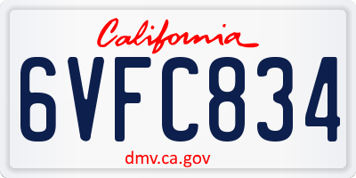 CA license plate 6VFC834