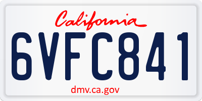 CA license plate 6VFC841