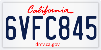 CA license plate 6VFC845