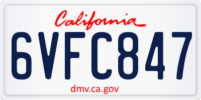CA license plate 6VFC847
