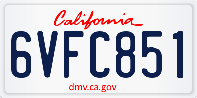 CA license plate 6VFC851