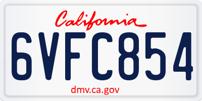 CA license plate 6VFC854