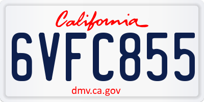 CA license plate 6VFC855