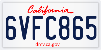 CA license plate 6VFC865