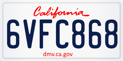 CA license plate 6VFC868