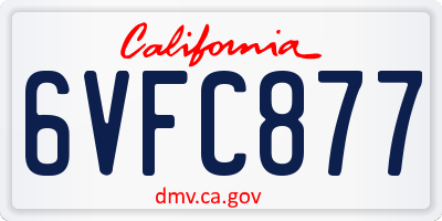 CA license plate 6VFC877