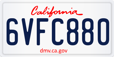 CA license plate 6VFC880