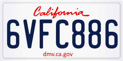 CA license plate 6VFC886