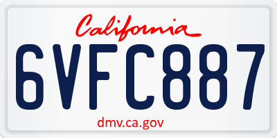 CA license plate 6VFC887