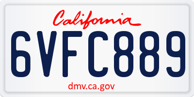 CA license plate 6VFC889