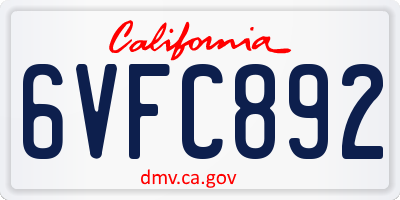 CA license plate 6VFC892