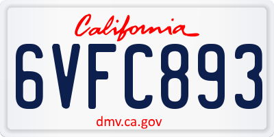 CA license plate 6VFC893