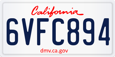 CA license plate 6VFC894