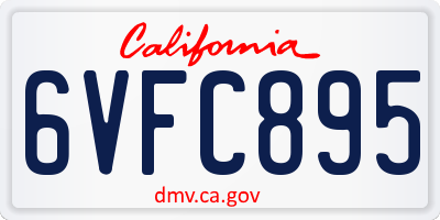 CA license plate 6VFC895