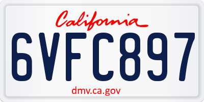 CA license plate 6VFC897