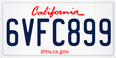 CA license plate 6VFC899