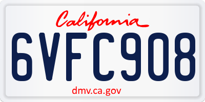 CA license plate 6VFC908