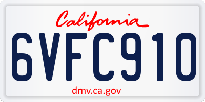 CA license plate 6VFC910