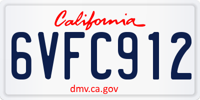 CA license plate 6VFC912