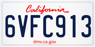 CA license plate 6VFC913