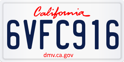 CA license plate 6VFC916