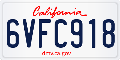 CA license plate 6VFC918