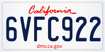 CA license plate 6VFC922