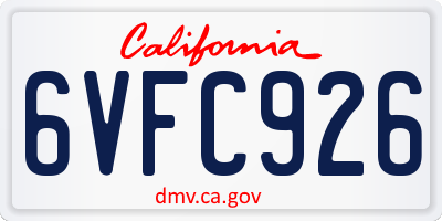 CA license plate 6VFC926